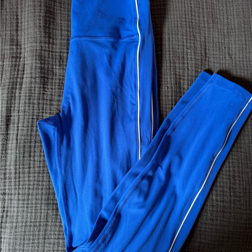 All in Motion Blue Leggings with White Stripe
